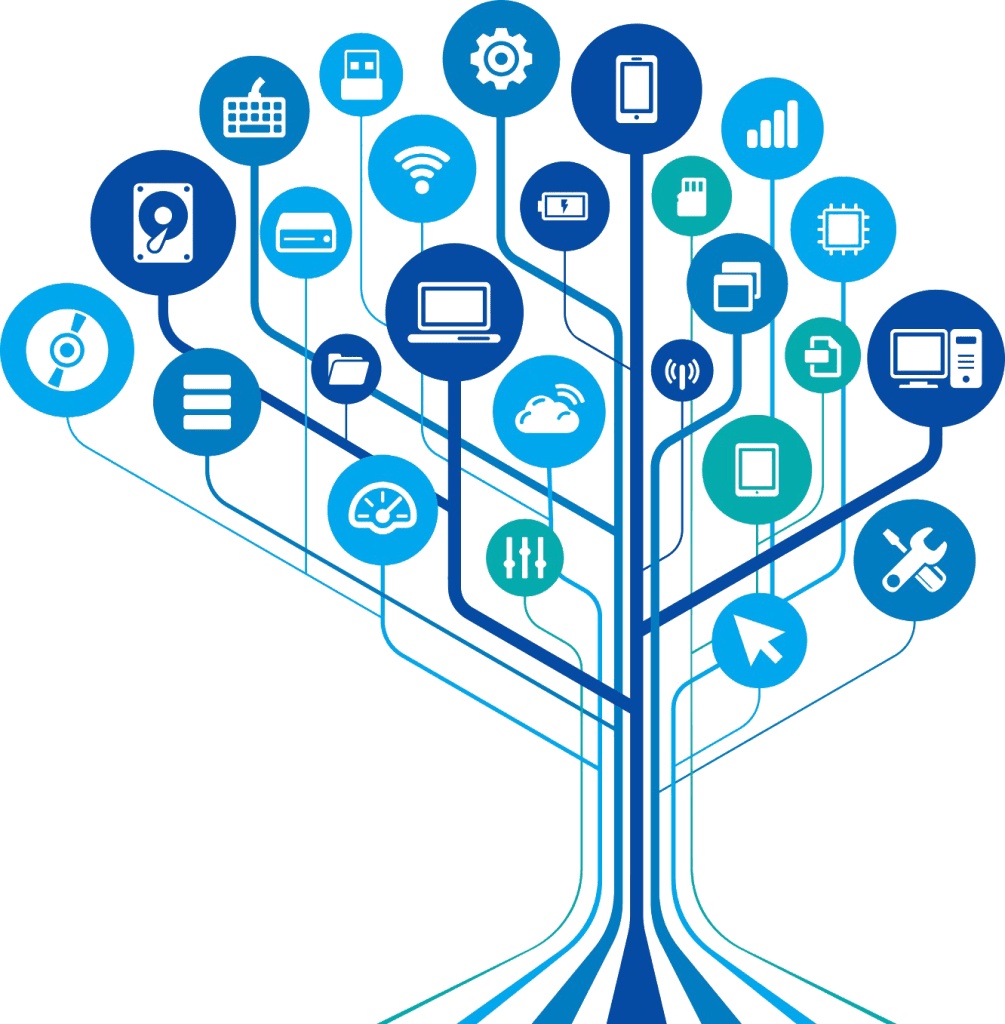 systems A tree with various tech symbols as branches