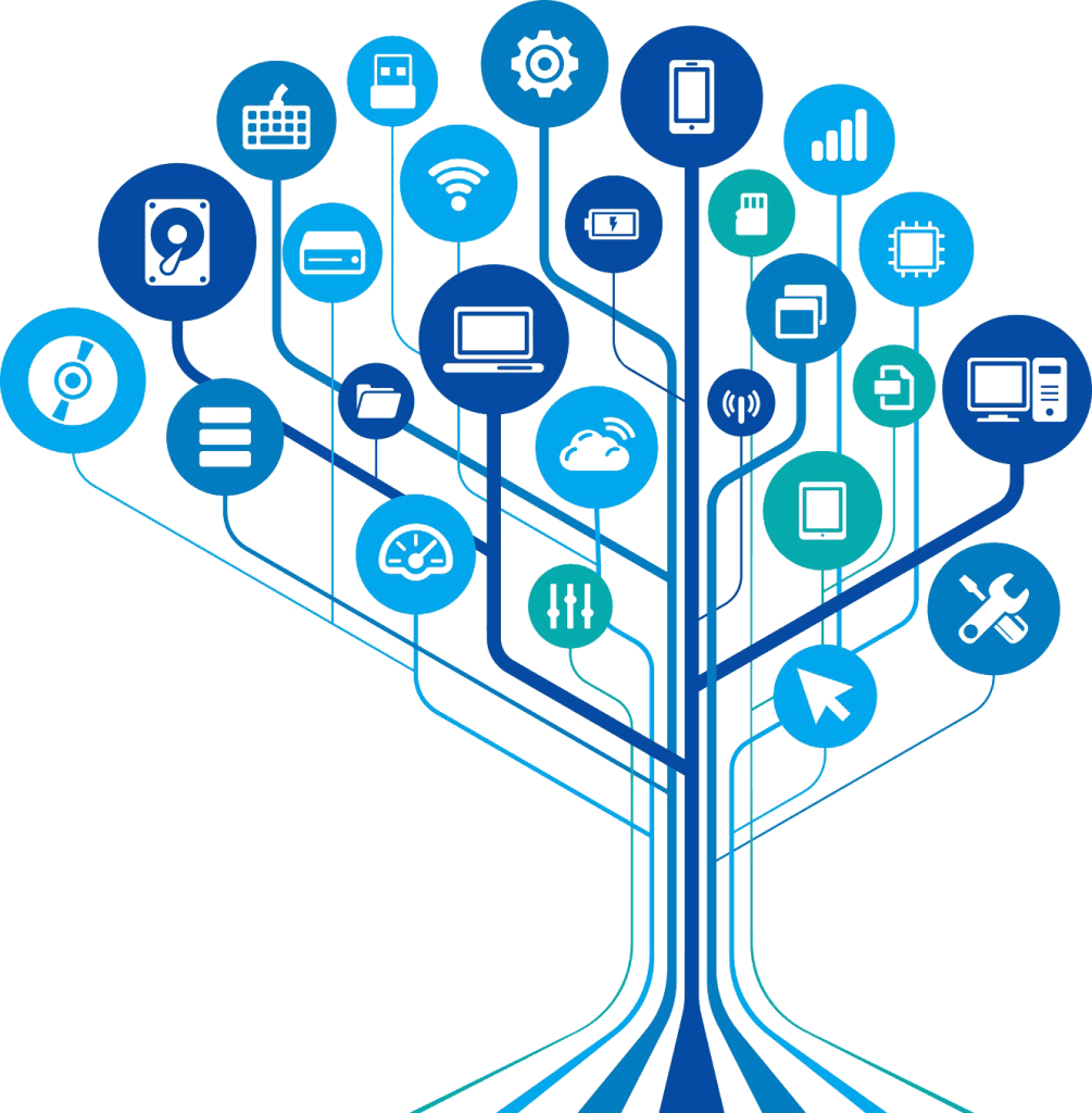 a multicolored chart showing various icons that signify services provided